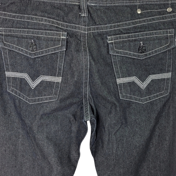 Mecca Jeans Men Size 38X34 40X29 Black Wide Leg Button Flap Pockets Vintage Y2K - Picture 5 of 9